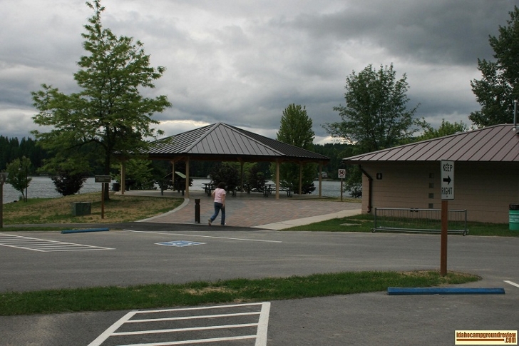 This is the group picnic shelter at Riley Creek Recreation Area.