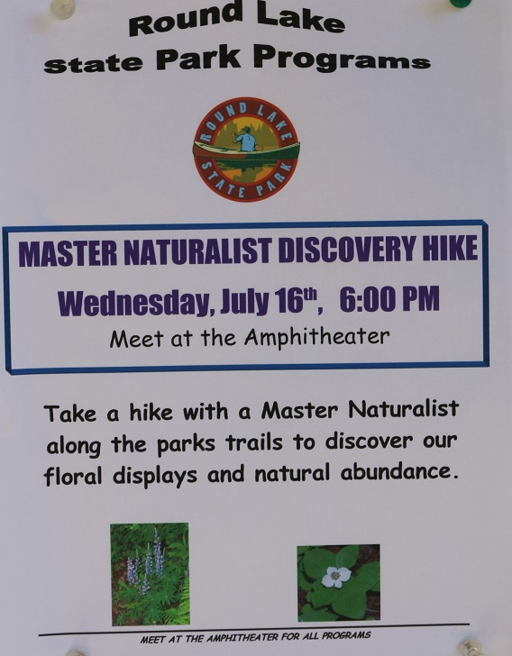 Informational signs at Round Lake State Park.