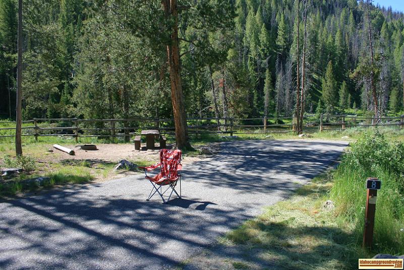 This view is of a site in the lower portion of Salmon River Campground NE of Stanley, Idaho.