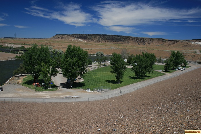 View of Scout Park from to of CJ Strike Dam