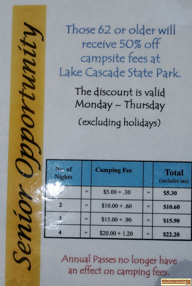 Seniors camp for half price in Van Wyck Campground.