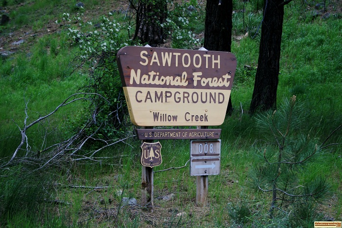 This is the entrance to Willow Creek Campground in the Sawtooth National Forest.