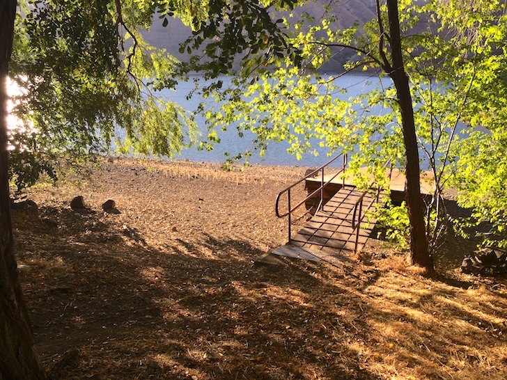 A picture of the fishing dock in the day use area at 
Woodhead Park.