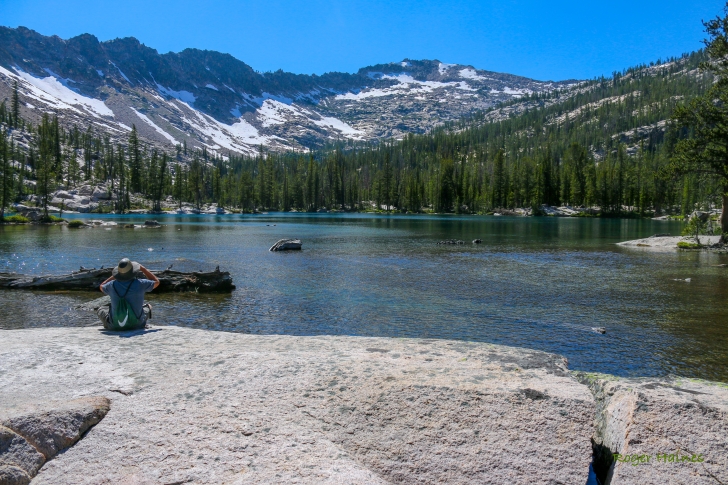A picture of Mushroom Lake with Payette Peak in the far distance.