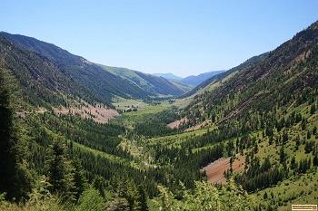 View of Trail Creek valley from the eastern(upper) end looking toward Ketchum / Sun Valley.